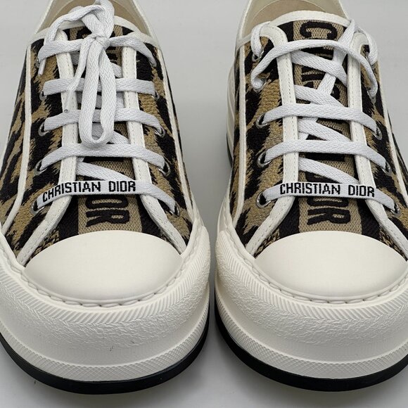 DIOR WALK'N Leopard Mizza Cotton Platform Lace Up Low Top Sneakers Shoes - Picture 5 of 15